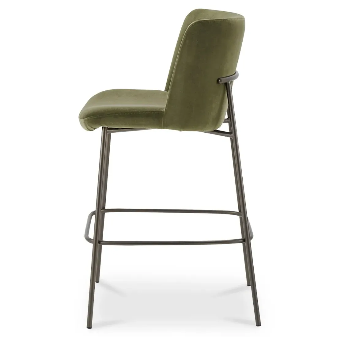 Sally Metal Bar Stool - Olive Green, Velvet