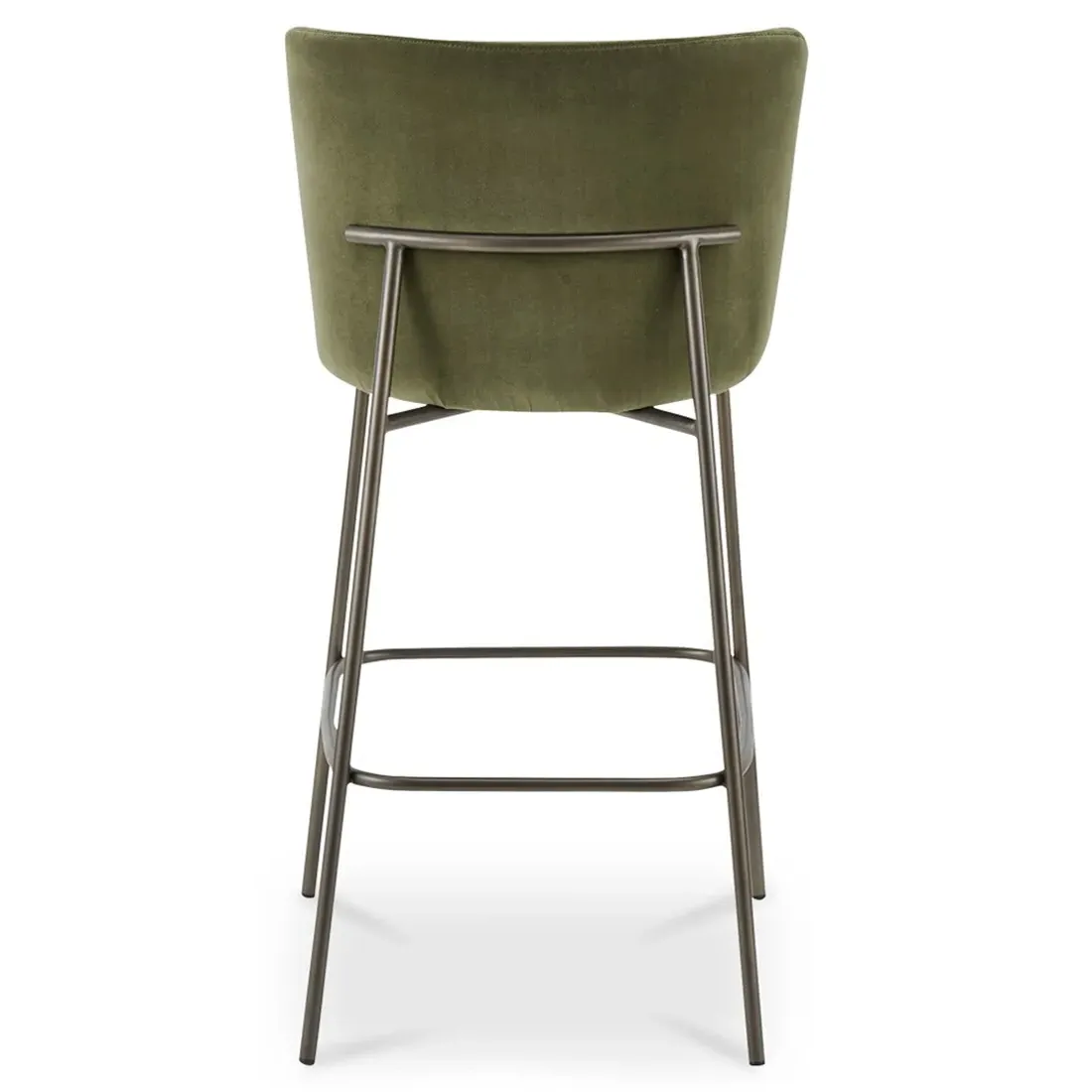 Sally Metal Bar Stool - Olive Green, Velvet