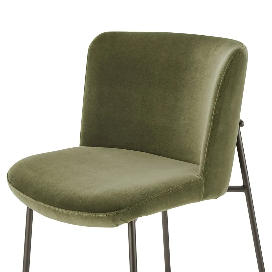 Sally Metal Bar Stool - Olive Green, Velvet