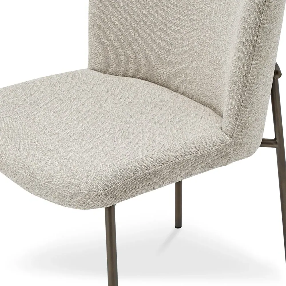 Sally Metal Dining Chair Set of 2 - Beige, Performance Fabric