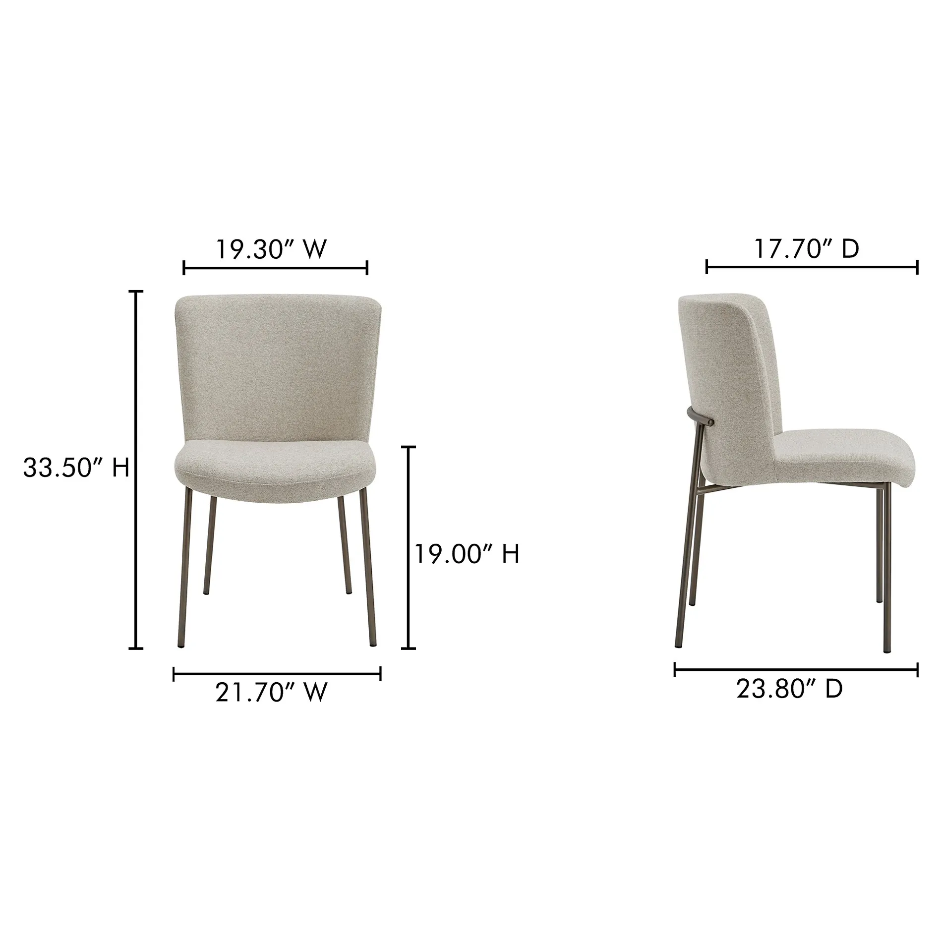 Sally Metal Dining Chair Set of 2 - Beige, Performance Fabric
