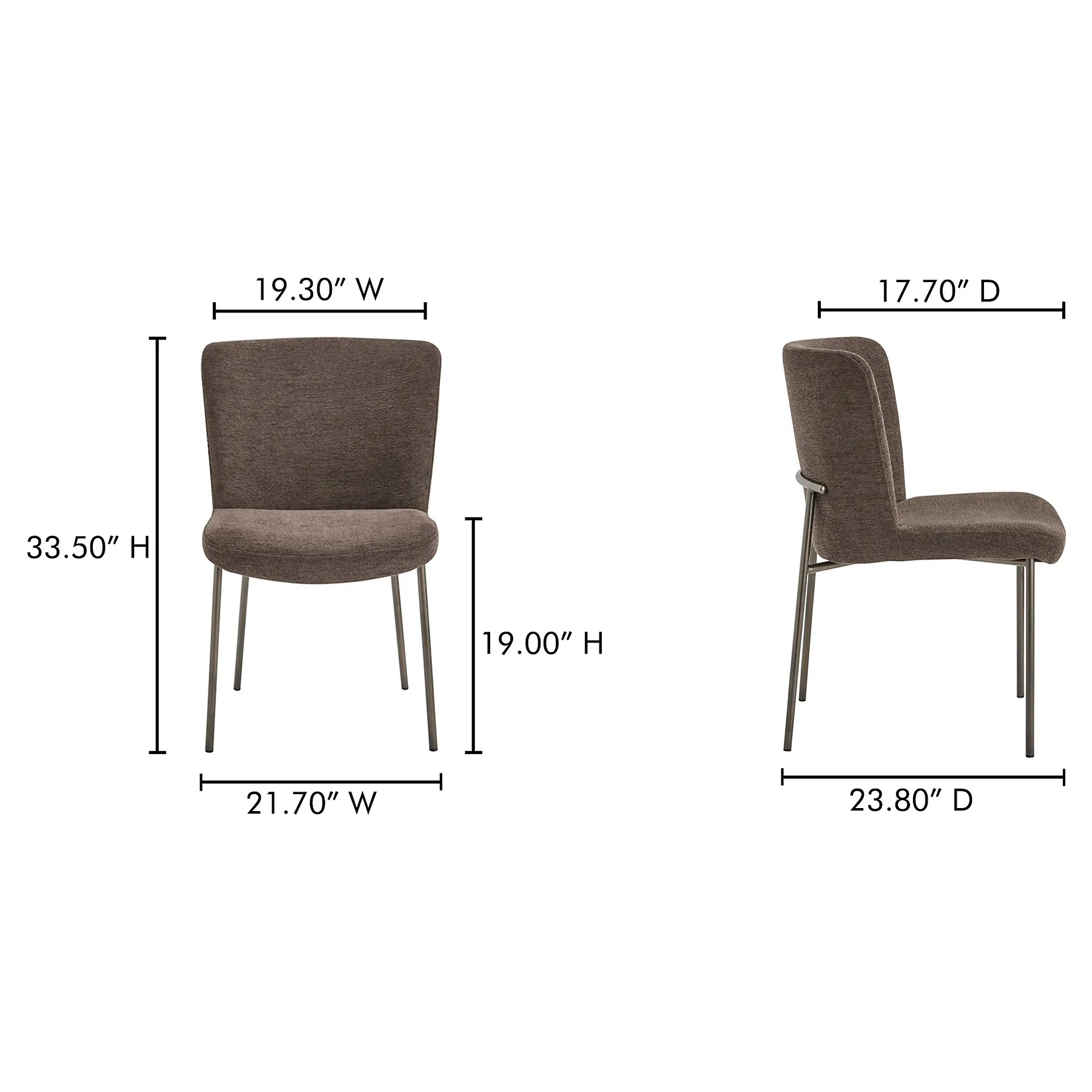 Sally Metal Dining Chair Set of 2 - Dark Brown