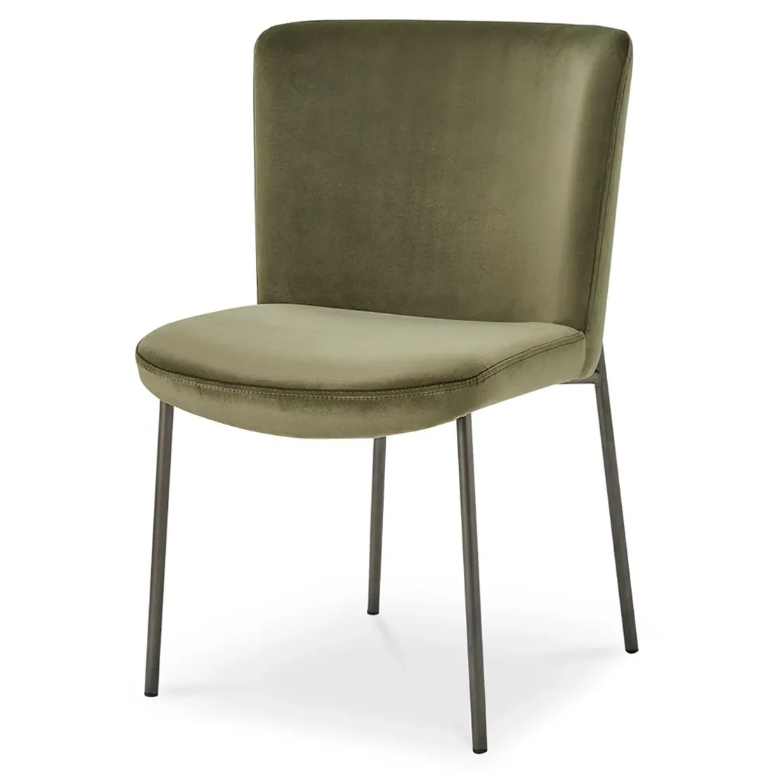 Sally Metal Dining Chair Set of 2 - Olive Green, Velvet