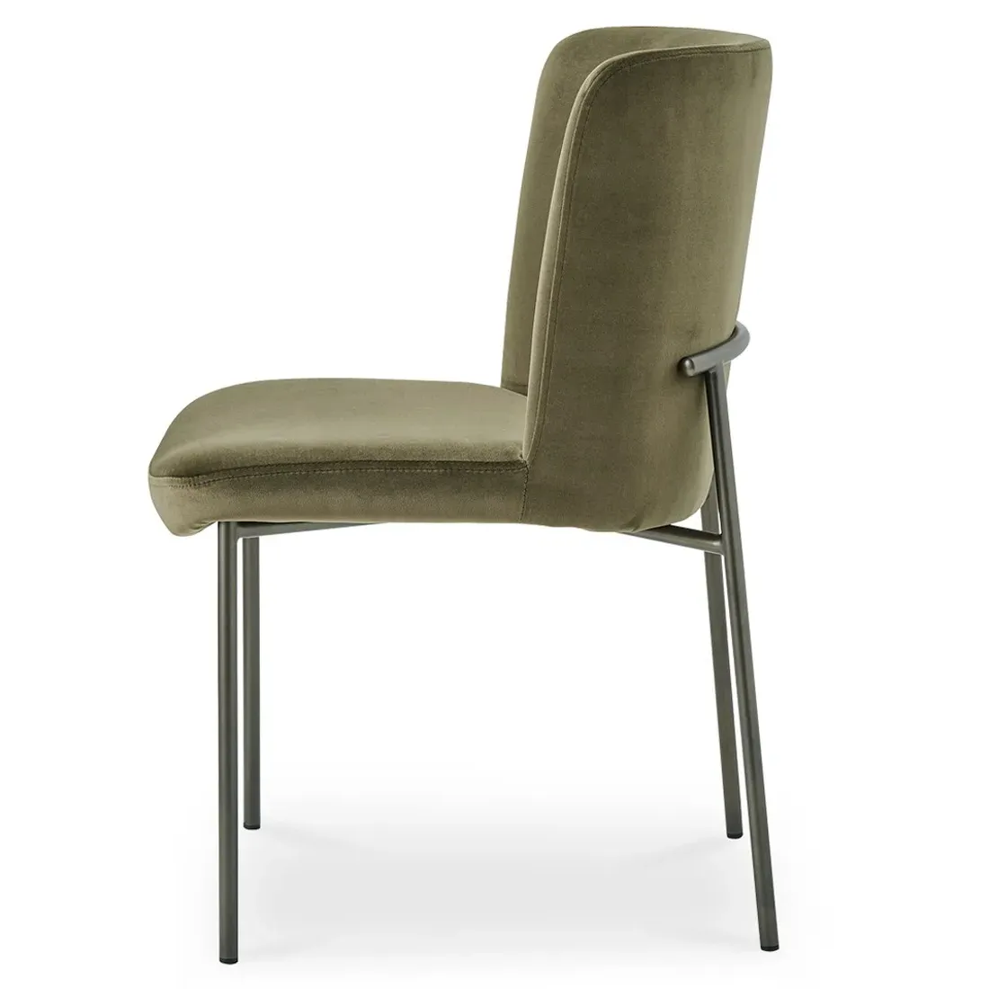 Sally Metal Dining Chair Set of 2 - Olive Green, Velvet