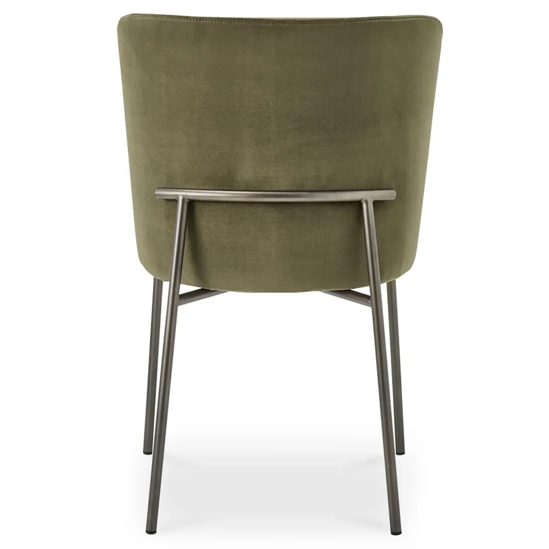 Sally Metal Dining Chair Set of 2 - Olive Green, Velvet