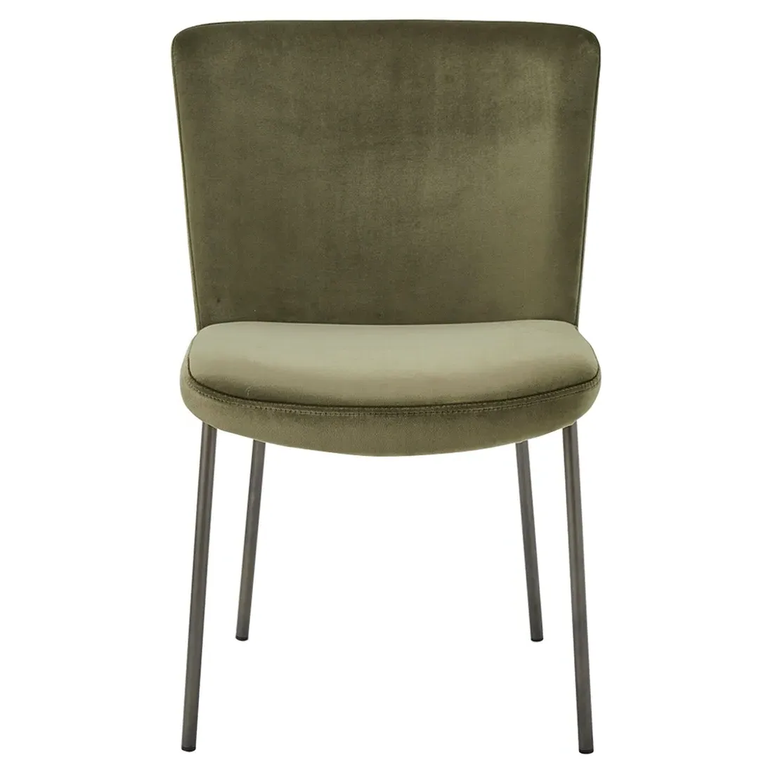 Sally Metal Dining Chair Set of 2 - Olive Green, Velvet