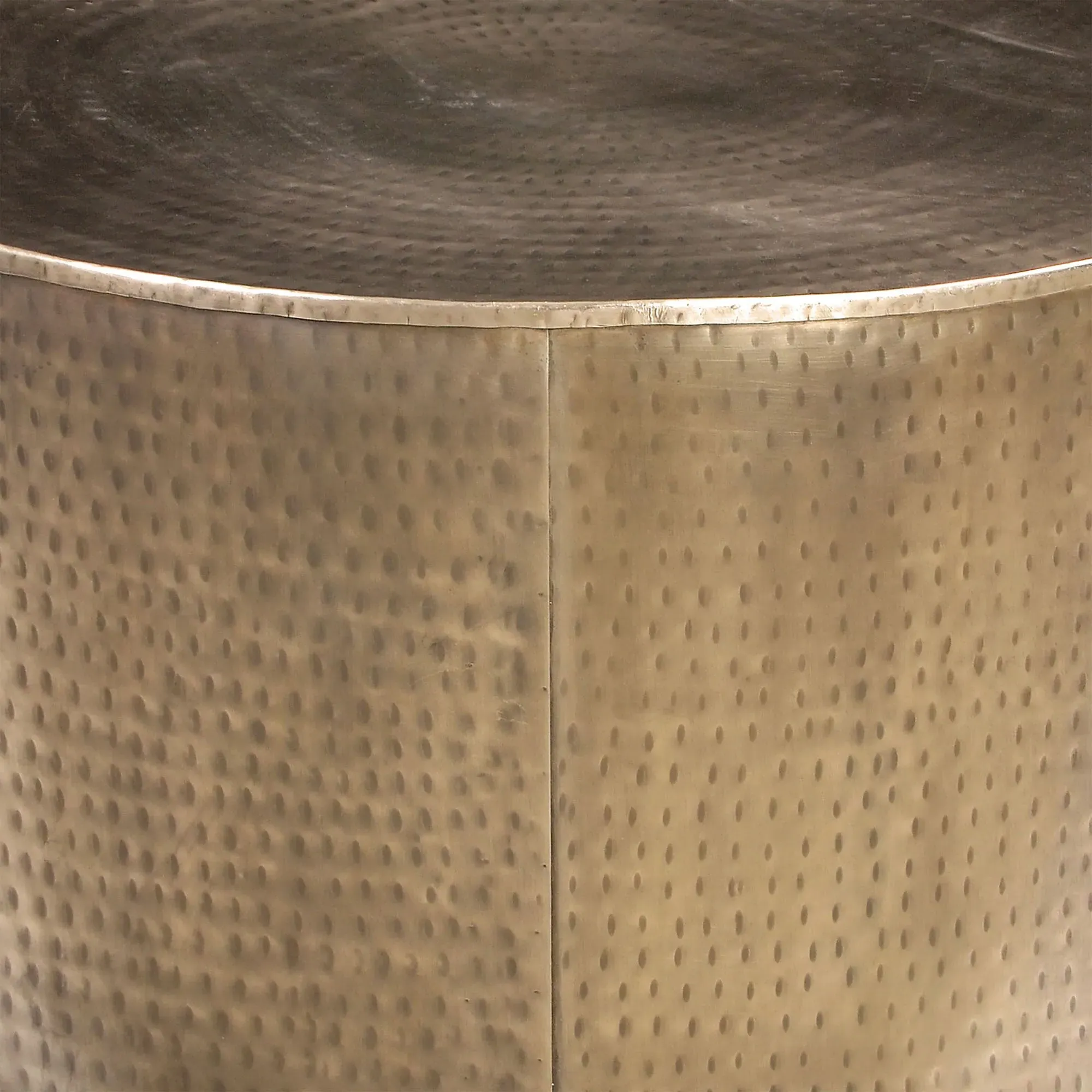 Sally Round Drum Coffee Table - Brass, Iron