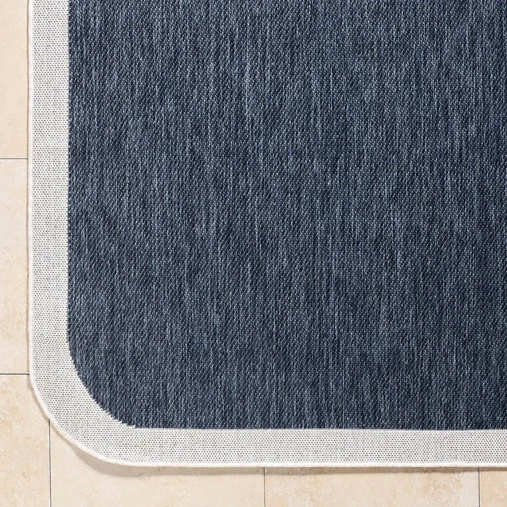 Salome Indoor Outdoor Rug with Border - Dark Blue, Polypropylene