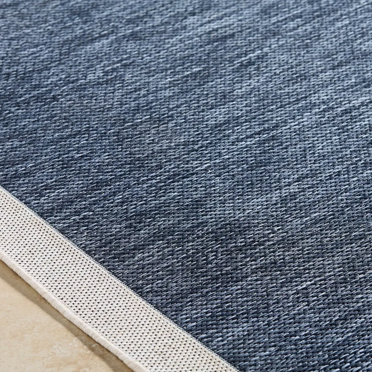 Salome Indoor Outdoor Rug with Border - Dark Blue, Polypropylene