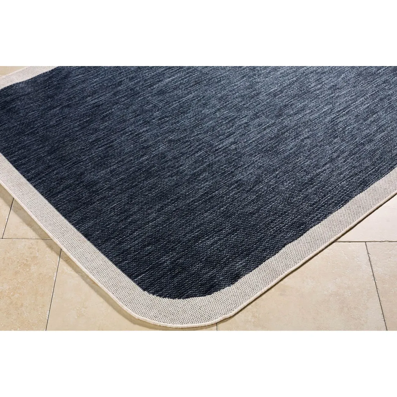 Salome Indoor Outdoor Rug with Border - Dark Blue, Polypropylene