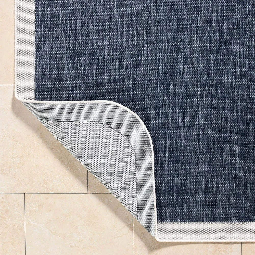 Salome Indoor Outdoor Rug with Border - Dark Blue, Polypropylene