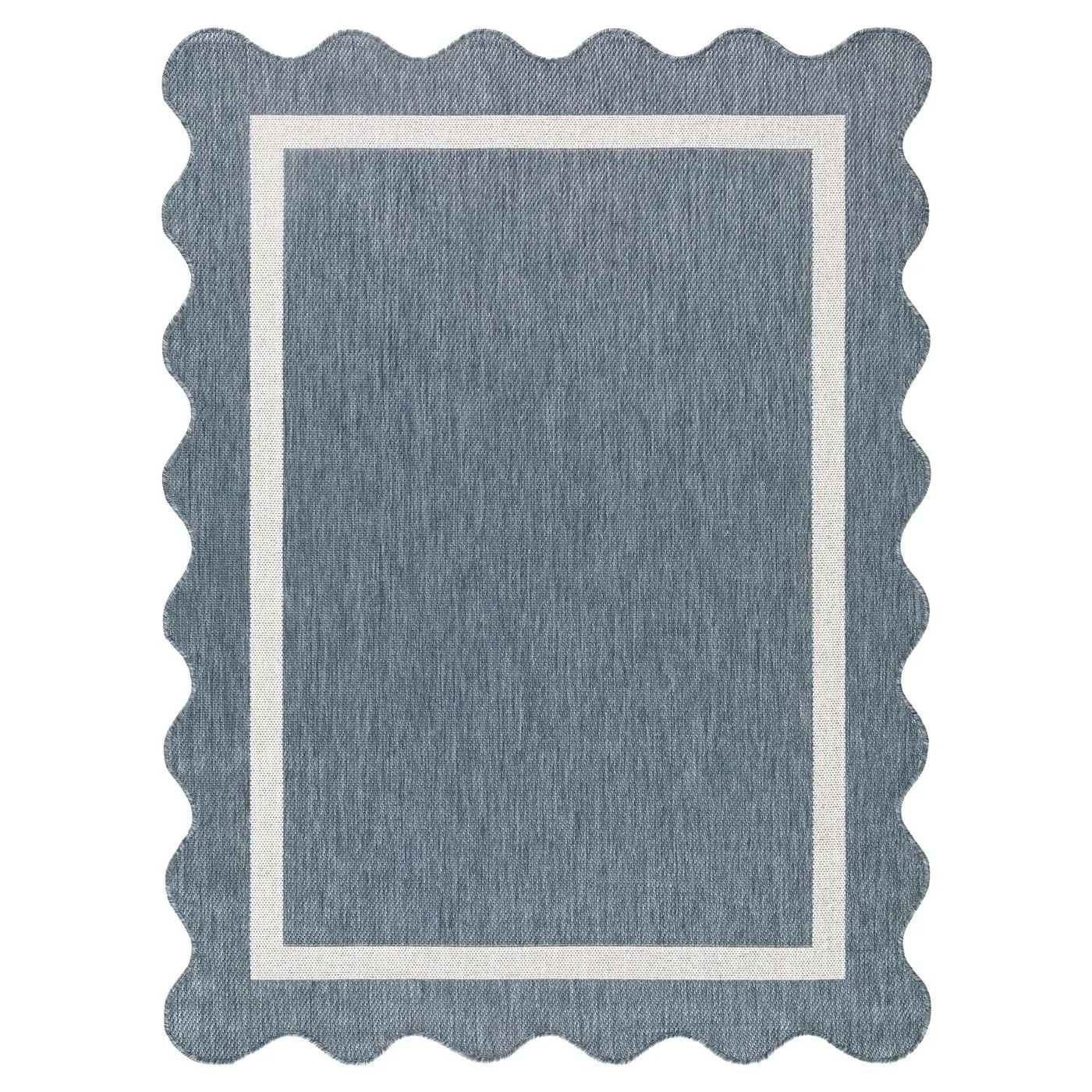 Salome Scalloped Indoor Outdoor Rug - Blue, Polypropylene