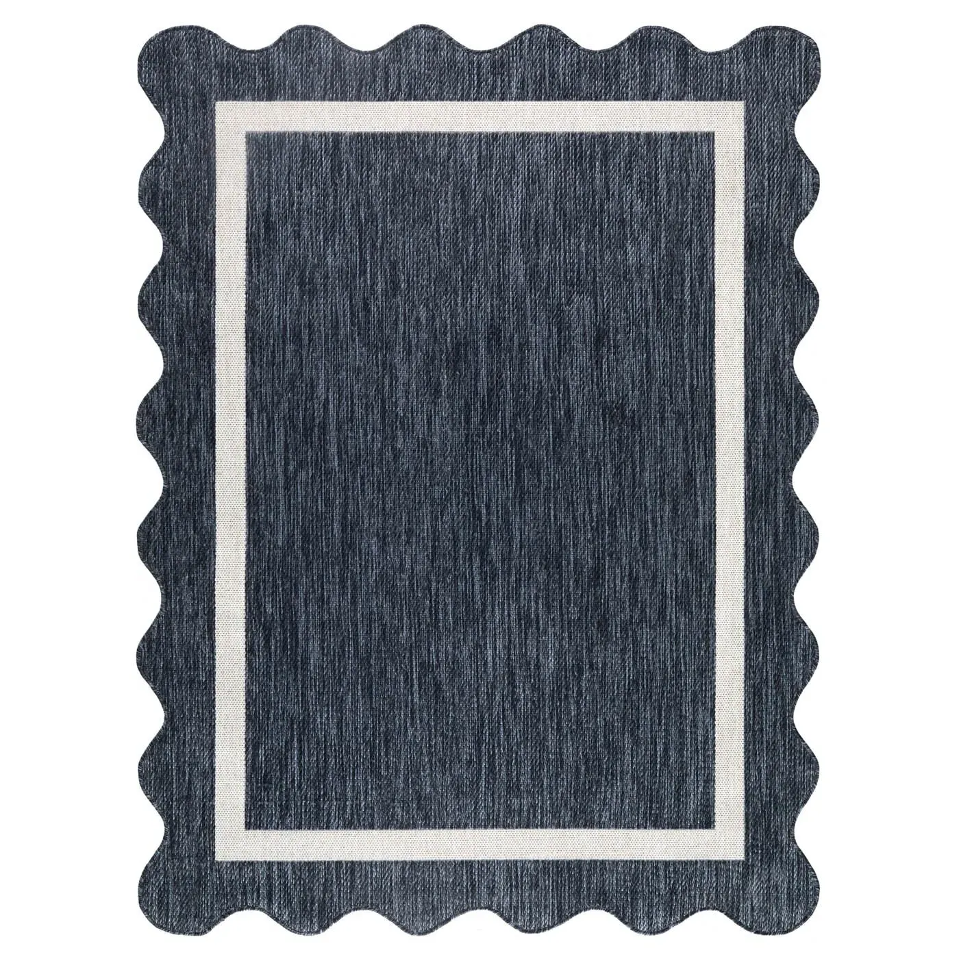 Salome Scalloped Indoor Outdoor Rug - Dark Blue, Polypropylene