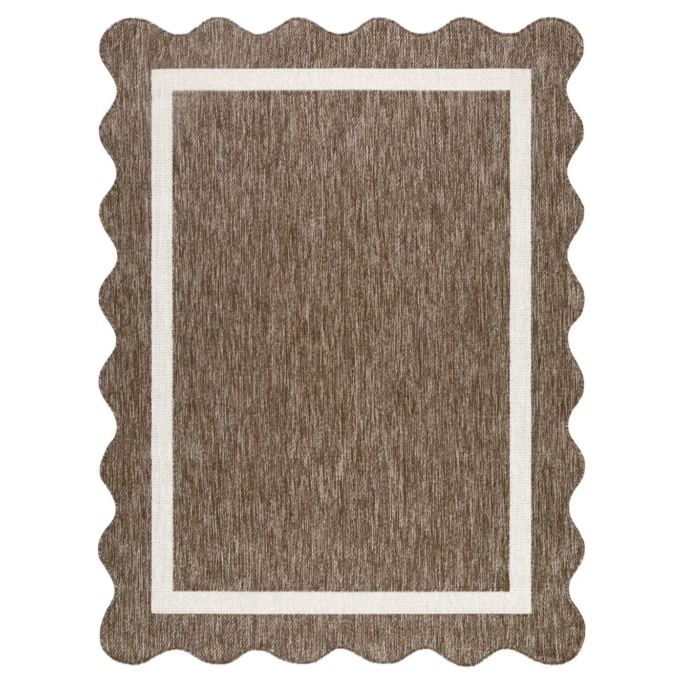 Salome Scalloped Indoor Outdoor Rug - Dark Brown, Polypropylene