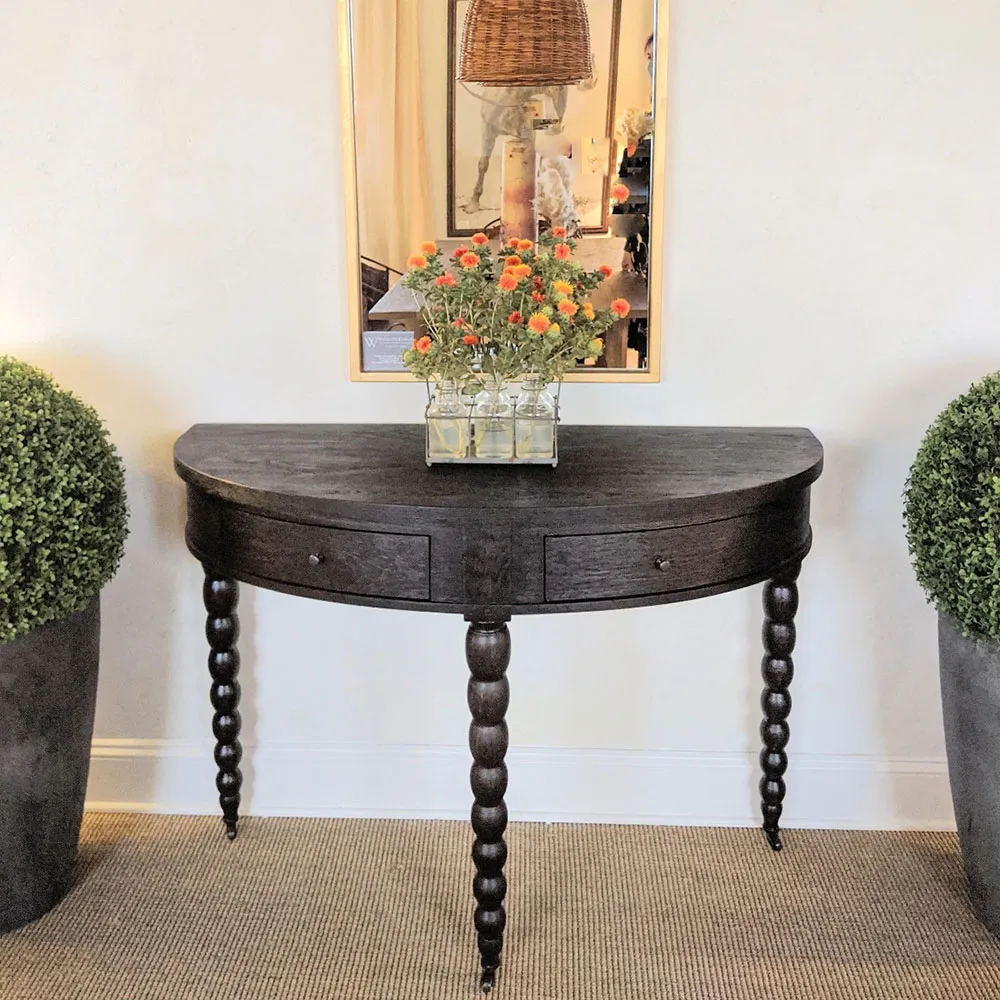 Salutation Demilune Console Table - Black, Oak