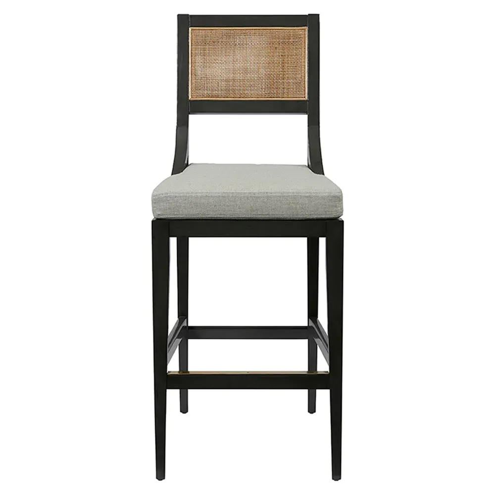 Salvador Cane Back Bar Stool - Grey, Linen image