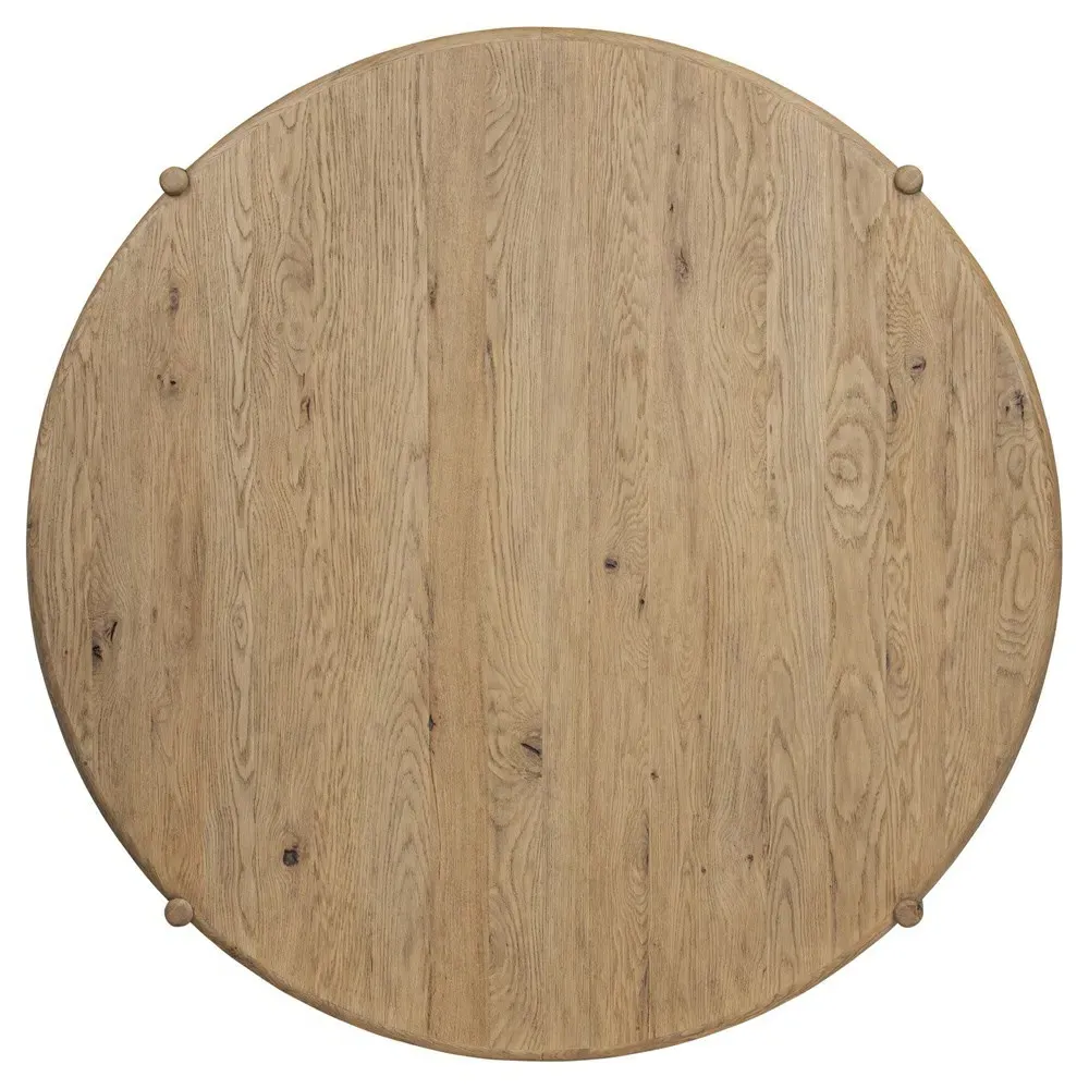 Salvador Round Coffee Table with Storage - Aged Smoked, Oak