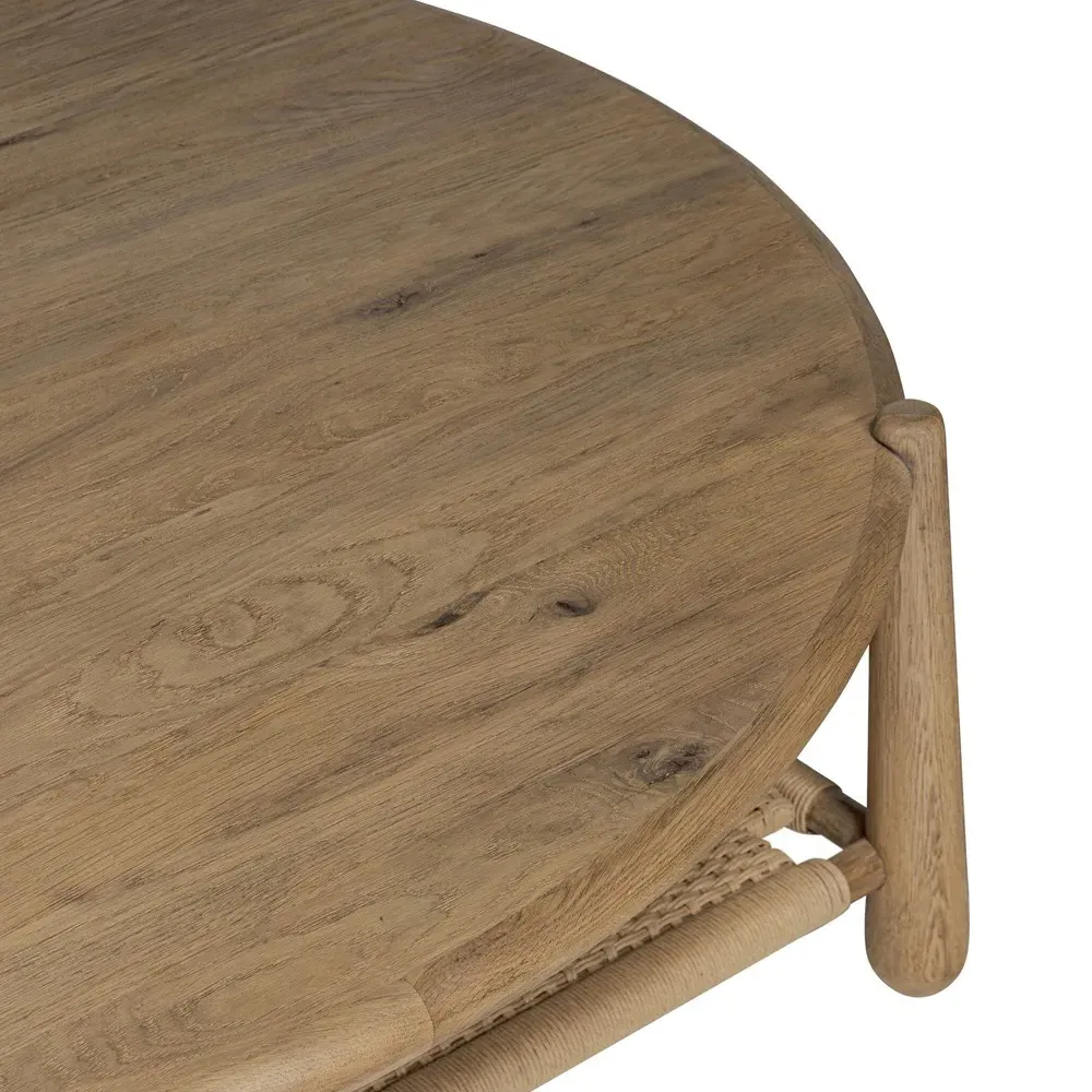 Salvador Round Coffee Table with Storage - Aged Smoked, Oak