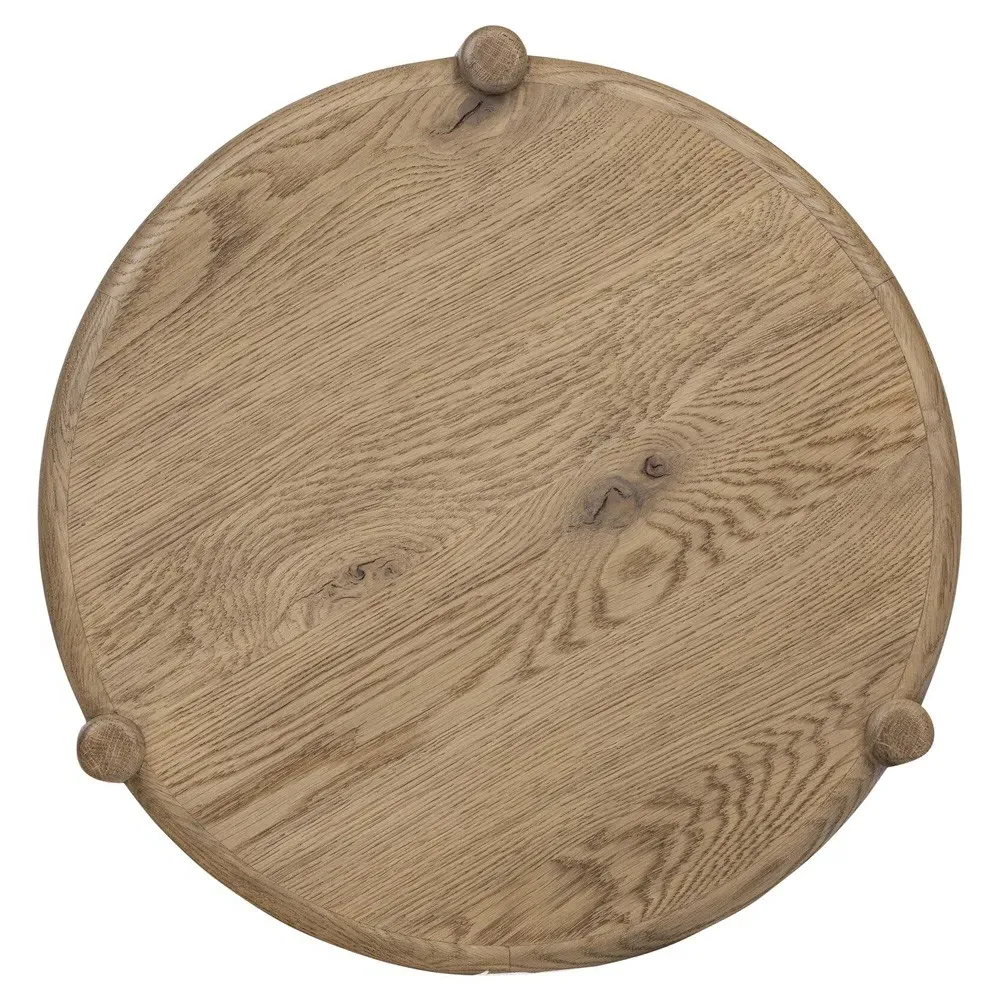 Salvador Round End Table with Storage - Aged Smoked, Oak