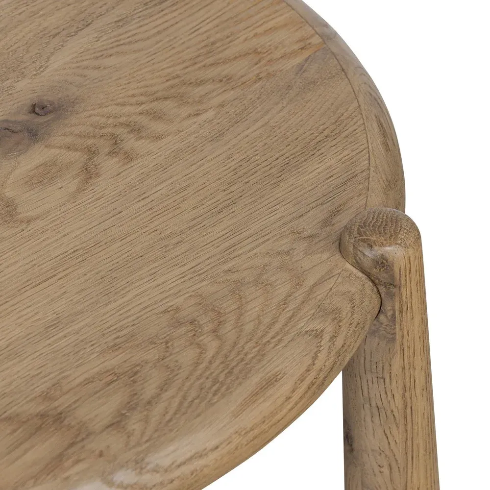 Salvador Round End Table with Storage - Aged Smoked, Oak