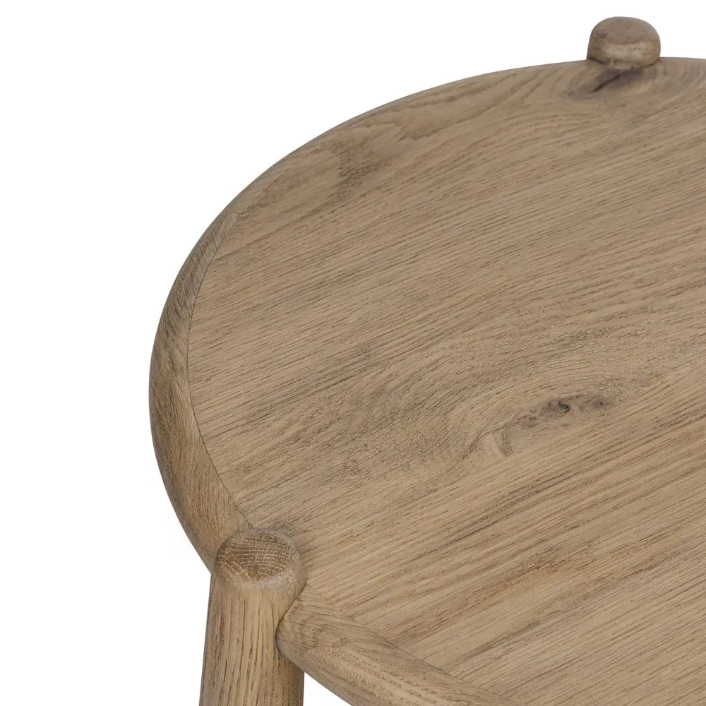 Salvador Round End Table with Storage - Aged Smoked, Oak