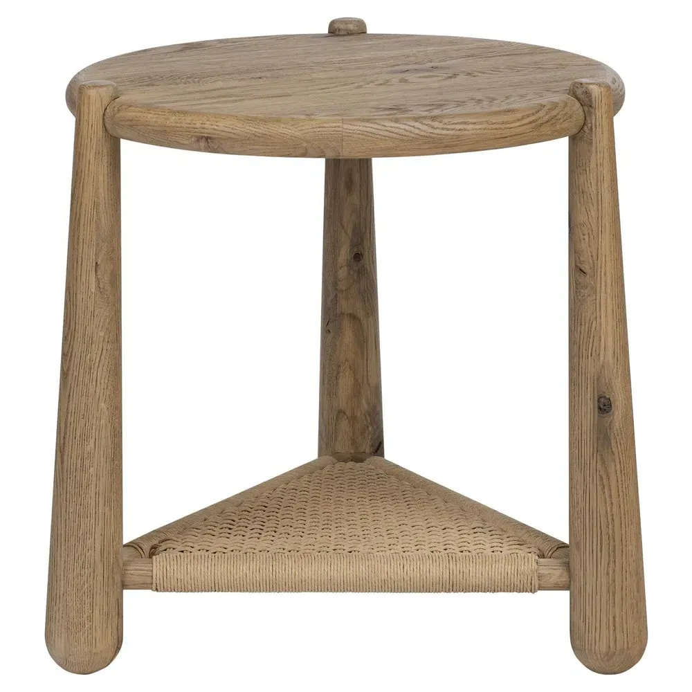 Salvador Round End Table with Storage - Aged Smoked, Oak image
