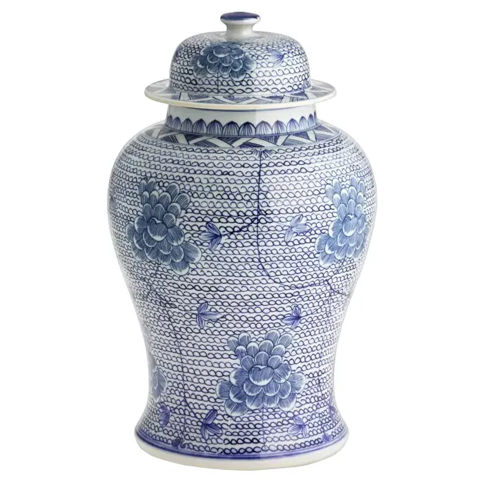 Sam Small Temple Jar with Lid - Blue, Porcelain image
