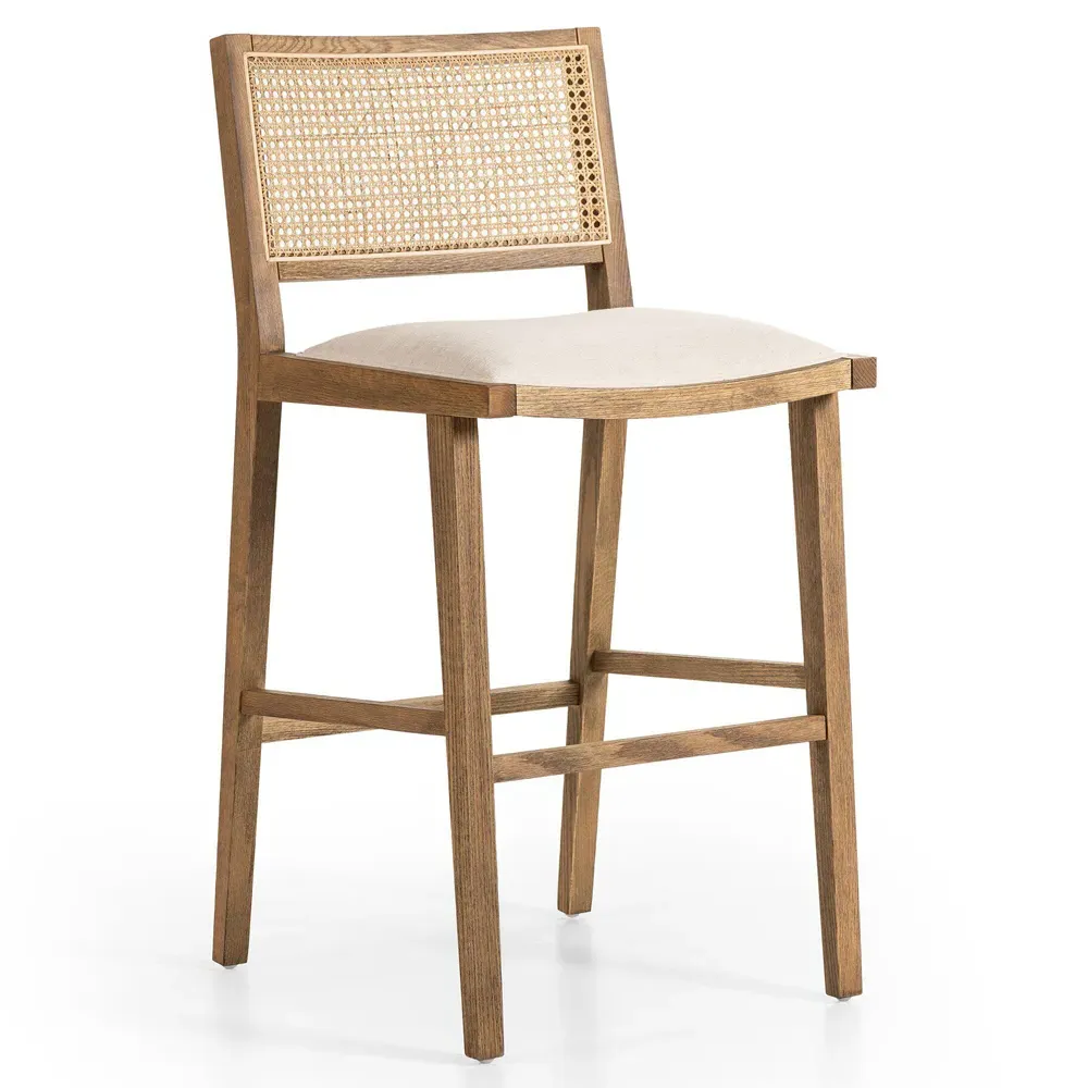 Samantha Bar Stool - White, Performance Fabric