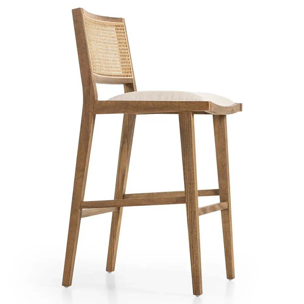 Samantha Bar Stool - White, Performance Fabric