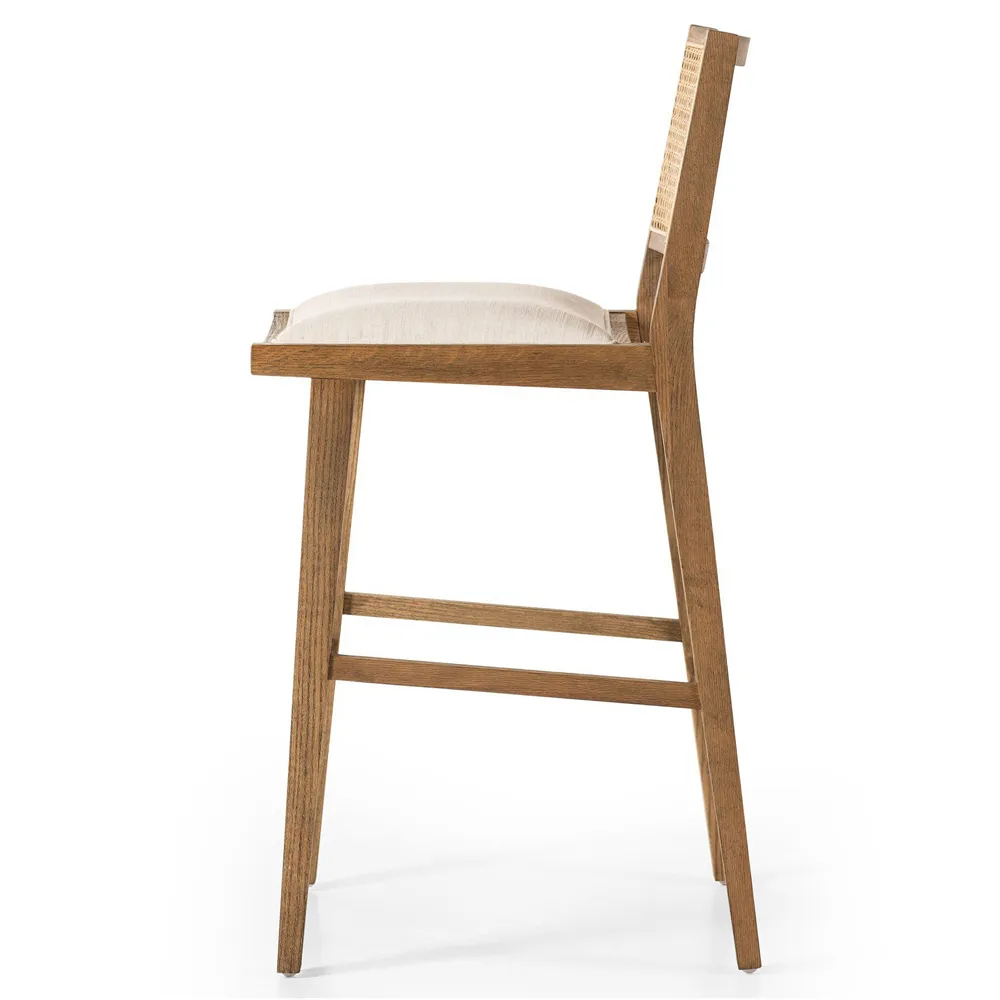 Samantha Bar Stool - White, Performance Fabric