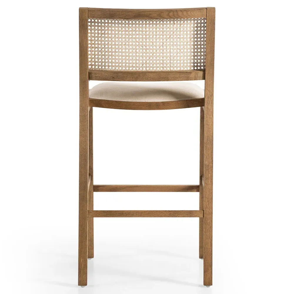 Samantha Bar Stool - White, Performance Fabric