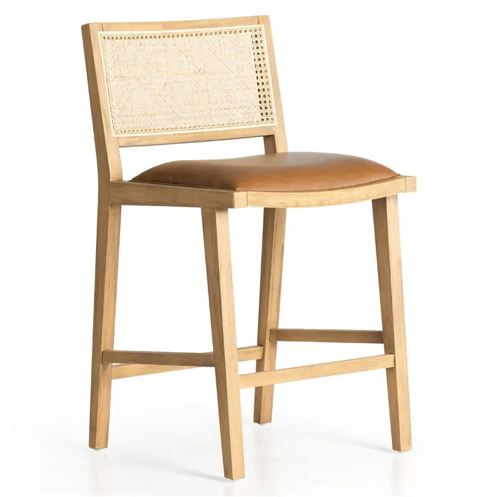 Samantha Counter Stool - Brown, Faux Leather