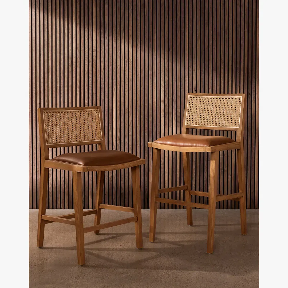 Samantha Counter Stool - Brown, Faux Leather