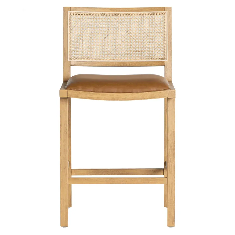 Samantha Counter Stool - Brown, Faux Leather