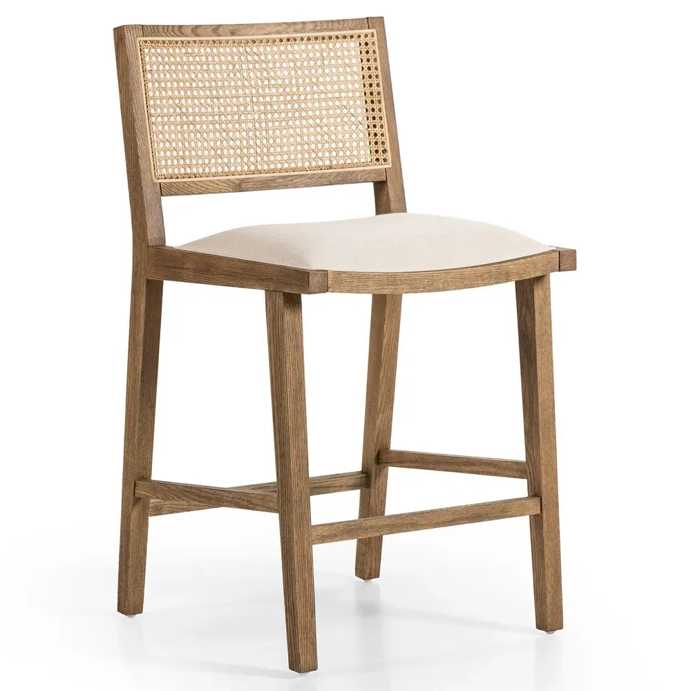 Samantha Counter Stool - White, Performance Fabric