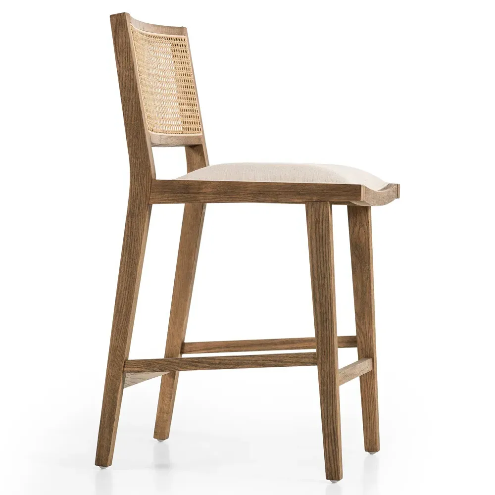 Samantha Counter Stool - White, Performance Fabric