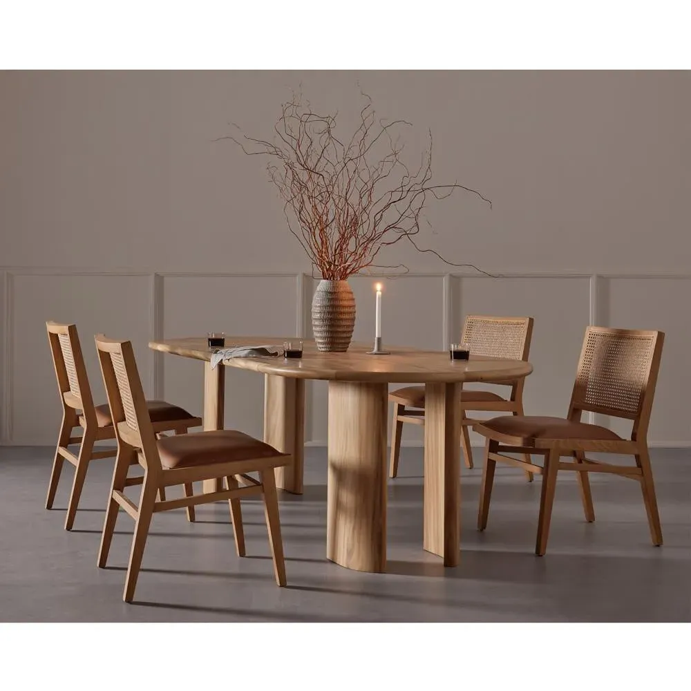 Samantha Dining Side Chair - Brown, Faux Leather