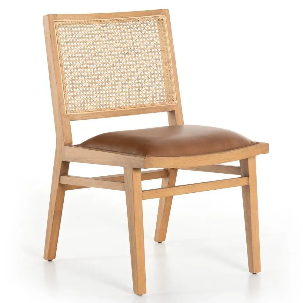 Samantha Dining Side Chair - Brown, Faux Leather