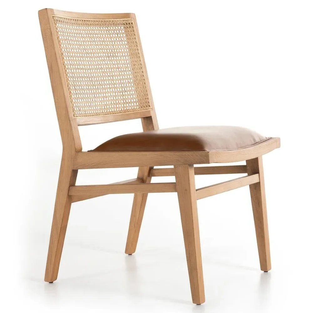 Samantha Dining Side Chair - Brown, Faux Leather