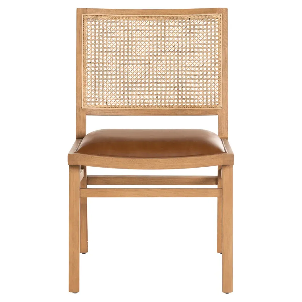 Samantha Dining Side Chair - Brown, Faux Leather image