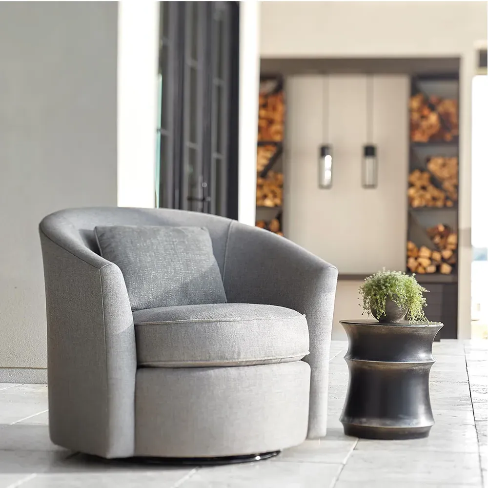 Samantha Round Outdoor Side Table - Black, Concrete