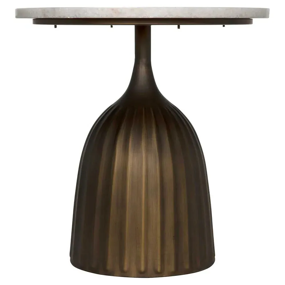 Samantha Round Side Table - White, Marble