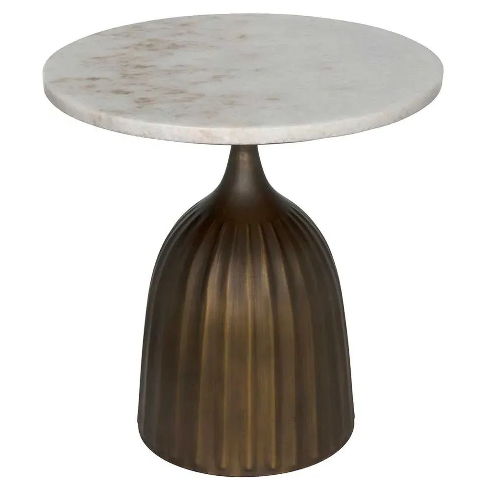 Samantha Round Side Table - White, Marble image