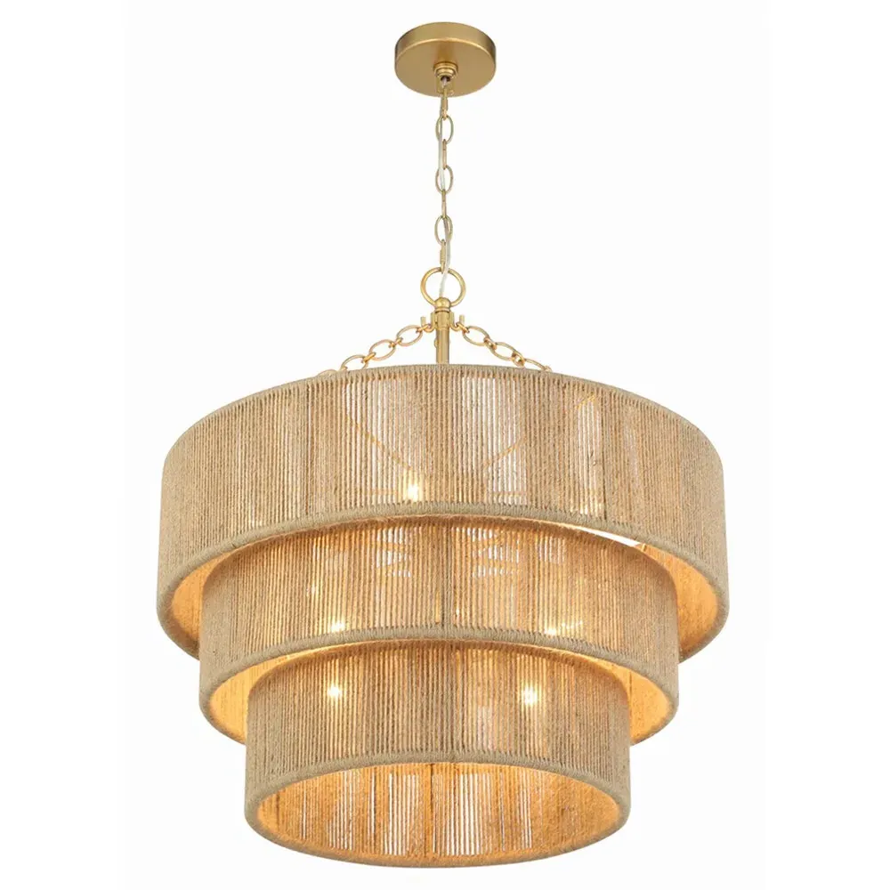 Samara 10 Light Chandelier - Brown, Jute