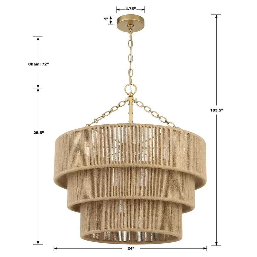 Samara 10 Light Chandelier - Brown, Jute