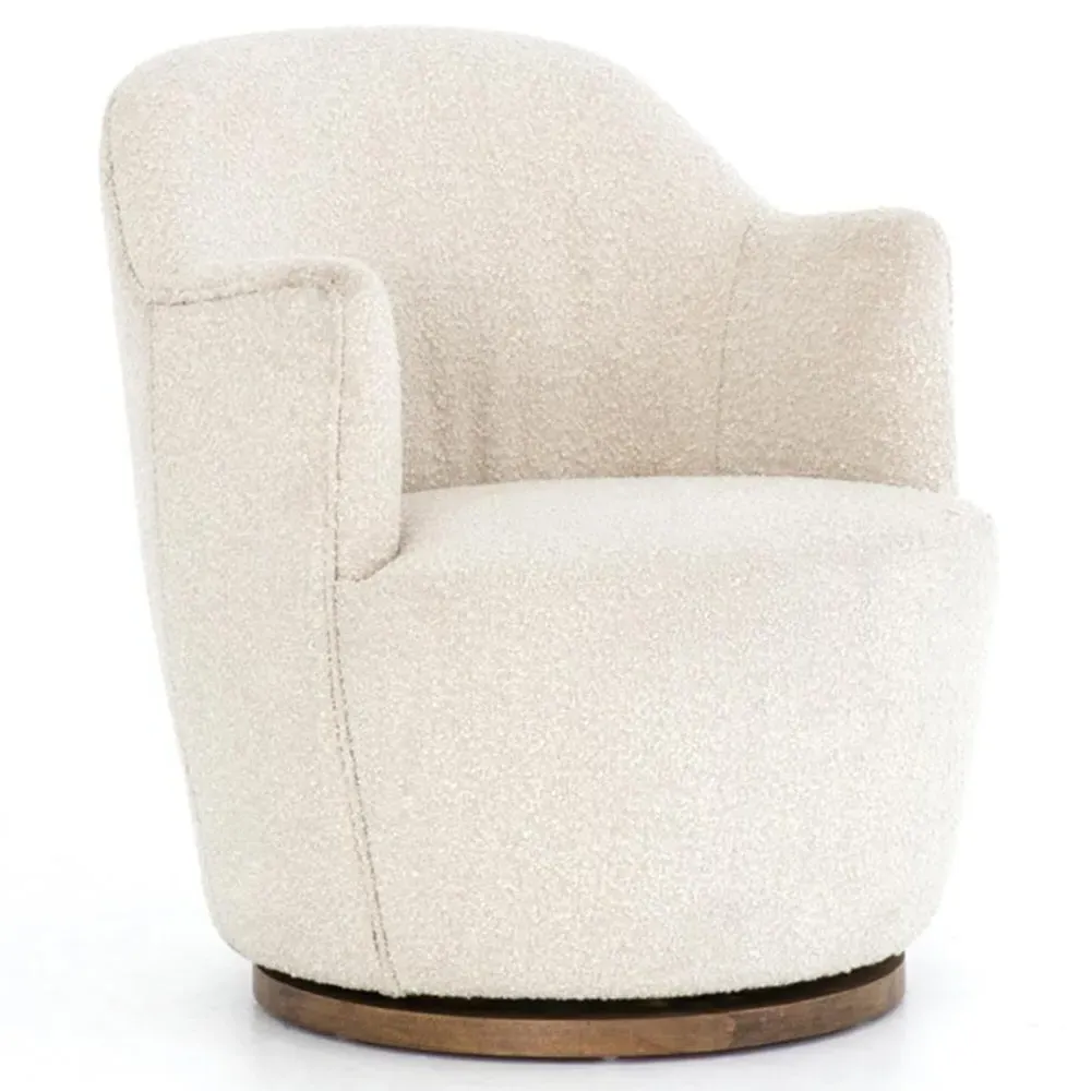 Samuel Swivel Arm Chair - Beige, Boucle