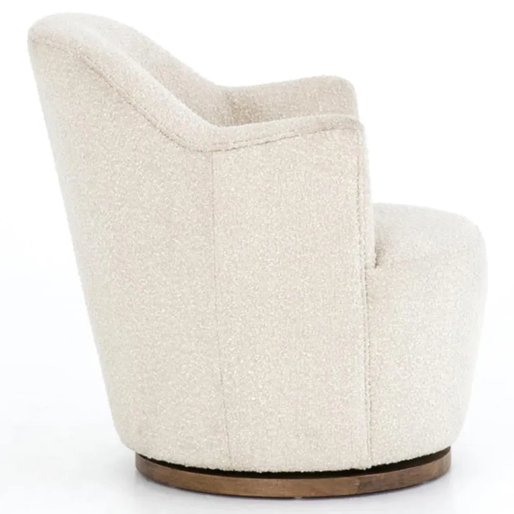 Samuel Swivel Arm Chair - Beige, Boucle
