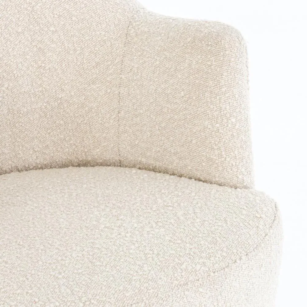 Samuel Swivel Arm Chair - Beige, Boucle