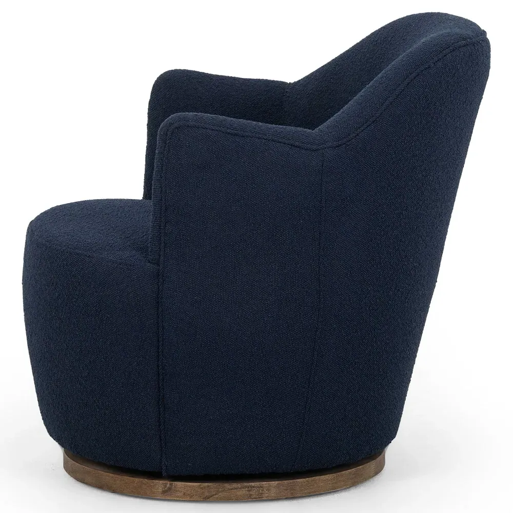 Samuel Swivel Arm Chair - Blue, Boucle