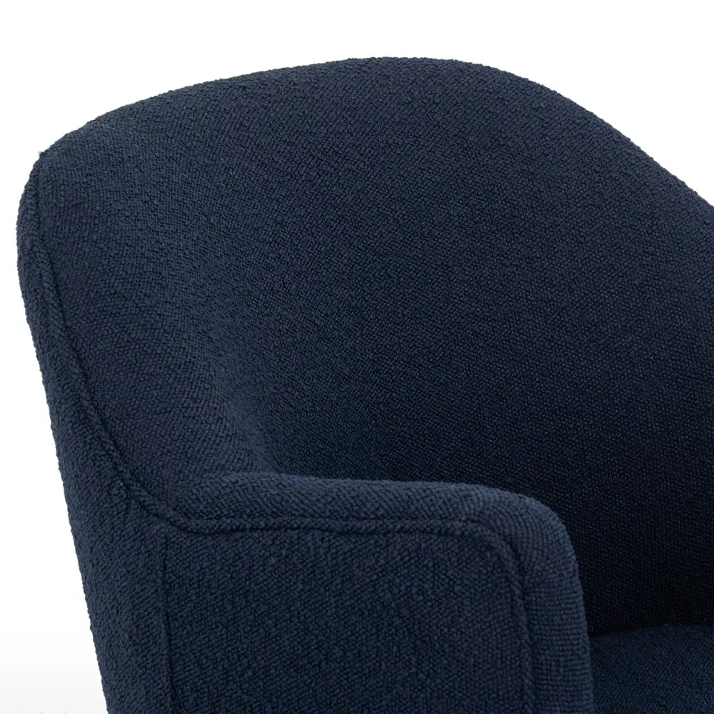 Samuel Swivel Arm Chair - Blue, Boucle